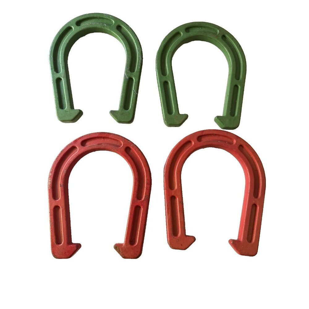 Lightweight Coated Ringer Horse Shoes .8 Pounds Set of 4 Red Green - Picture 4 of 4